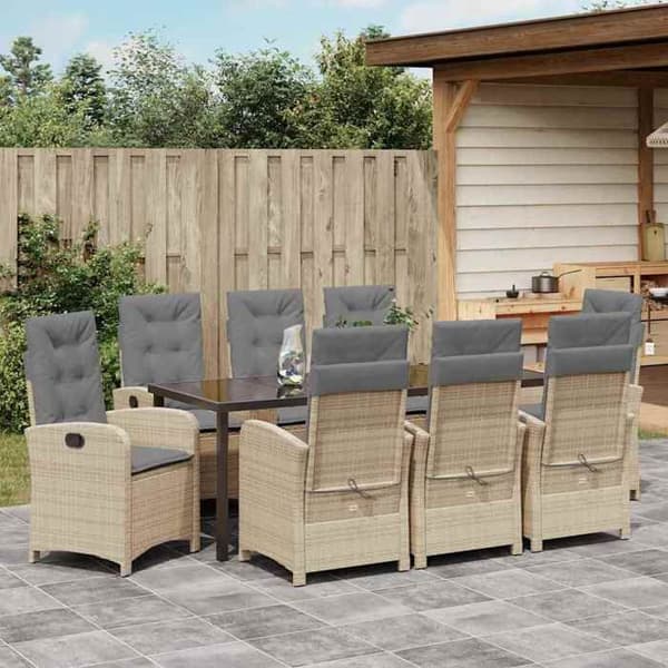 Maison Exclusive - 9 pc spisestue sæt til haven i beige polyrotin beige