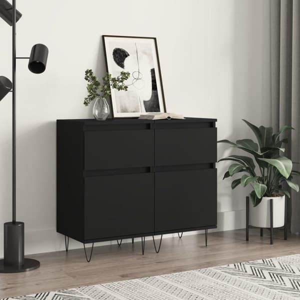 Maison Exclusive - Buffet 2 stk sort 40x35x70 cm ingeniørtræ Svart