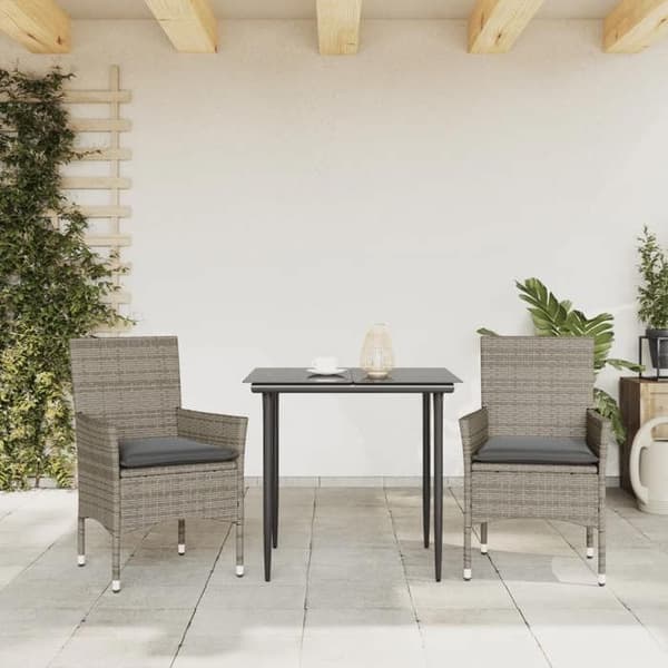 Maison Exclusive - Trädgårdsstolar med kuddar, set om 2, grå flätad resin