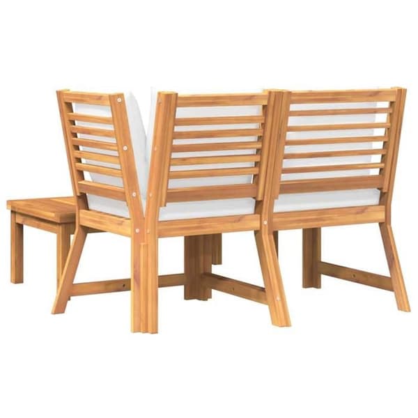 Maison Exclusive - Havegruppe 3 stk med cremefarvede puder i solid akacietræ