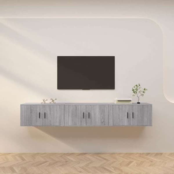 Maison Exclusive - Väggmonterade TV-möbler 3 st sonoma grå 80x34,5x40 cm