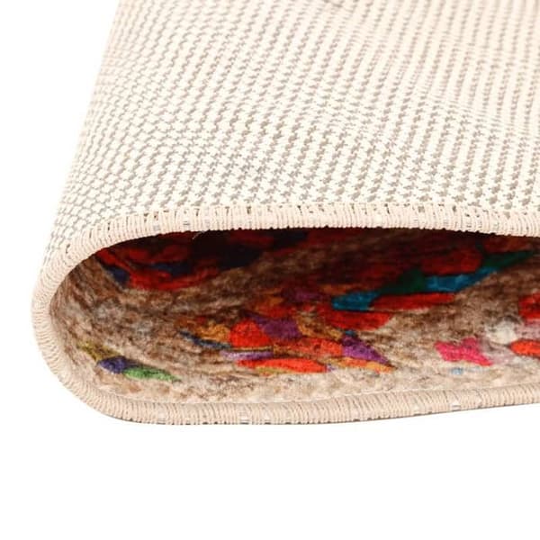 Tæppe - Eksklusivt Hus - Rund Ø 120 cm - Multifarvet - Vaskbart polyester velour Flerfärgad