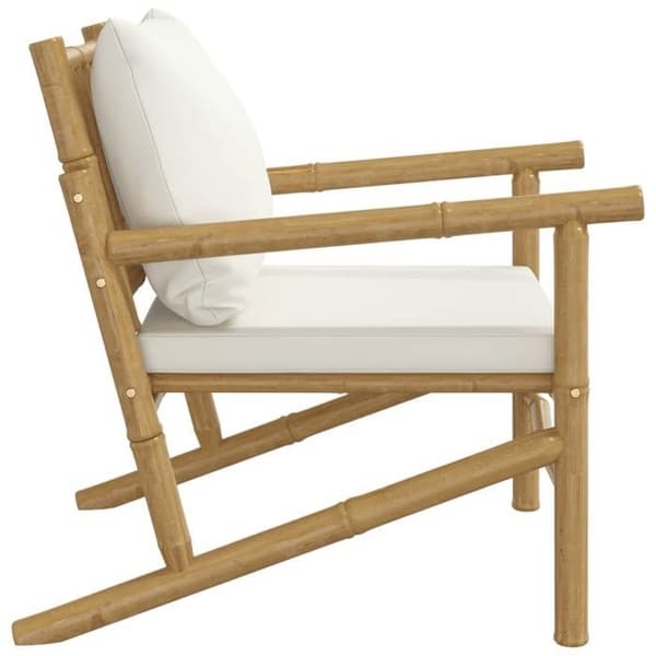 Maison Exclusive - Puutarhatuolit 2 kpl valkoisella kermapehmusteella, bambu