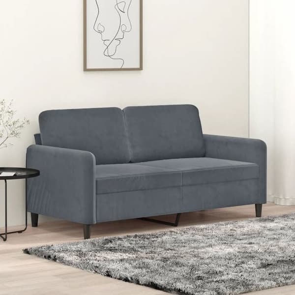Sofa - EKSKLUSIV HUS - 2 pladser 140 cm - Velour - Mørkegrå - Metalramme Mörkgrå