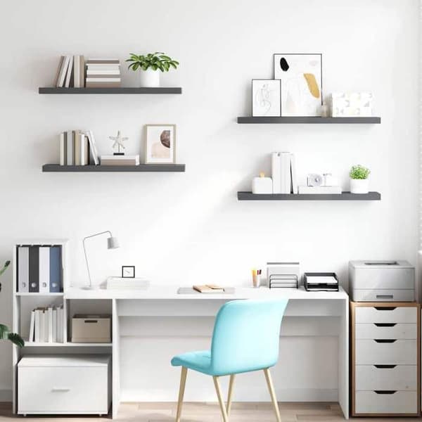Maison Exclusive - Kelluva seinähylly 4 kpl Harjattu harmaa 90x23,5x3,8 cm MDF