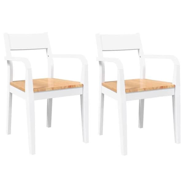 Maison Exclusive - Spisestole 2 stk hvid massiv gummitræ Vit