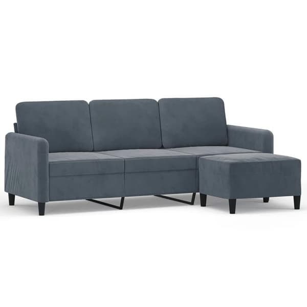 Maison Exclusive - 3-sitssoffa med fotpall Mörkgrå 180 cm Sammet Mörkgrå