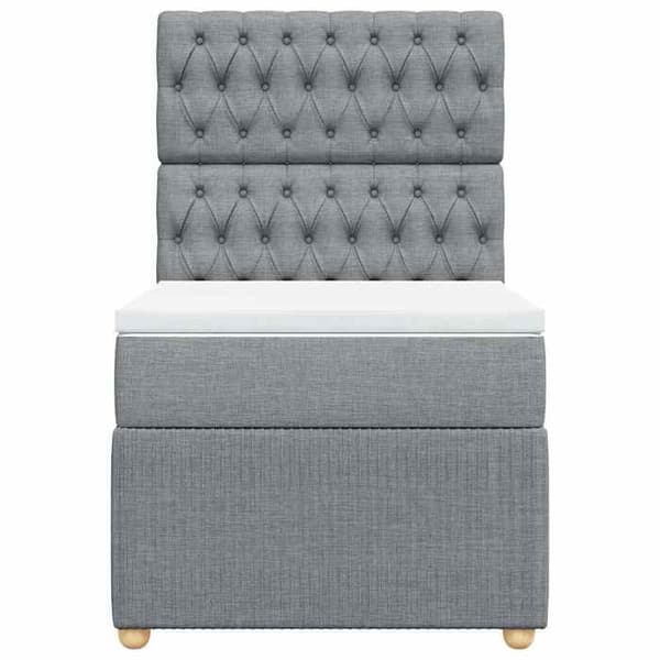Maison Exclusive - Seng med lameller og madras Grå lys 100x200cm Stof