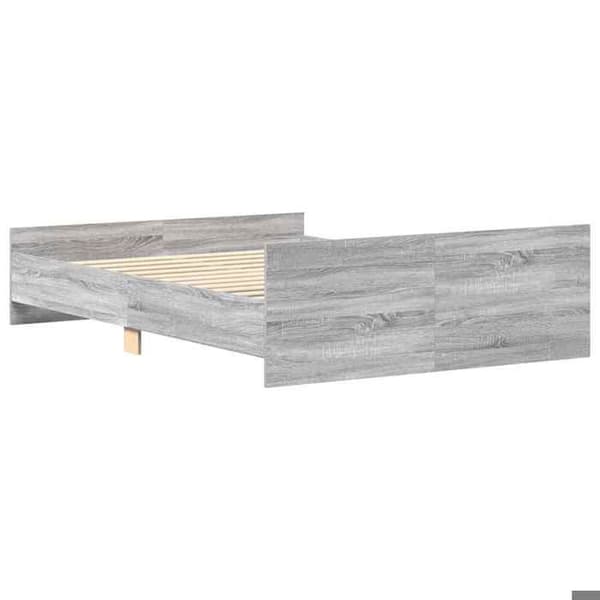 Sengestel - EKSKLUSIV HUS - 140 x 190 cm - Sonoma grå - Ingeniørtræ - Robuste lameller Sonoma grå