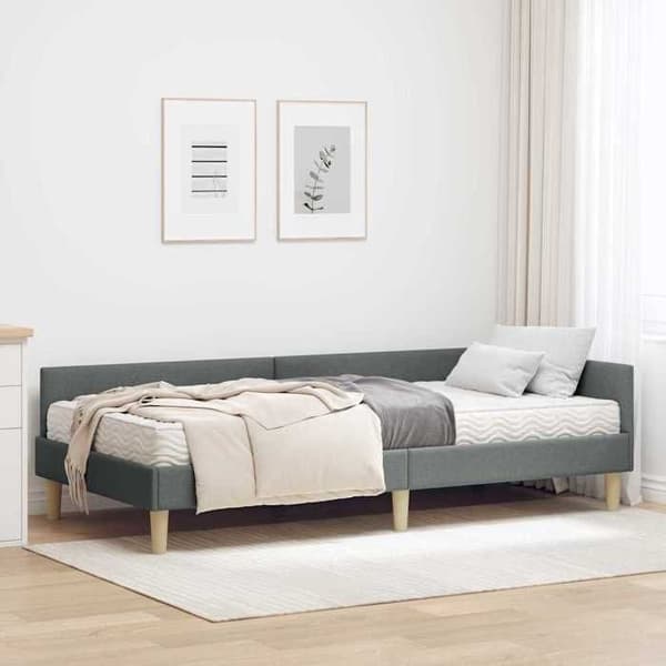 Maison Exclusive - Hörnsängram med madrass 2 st Mörkgrå 90 x 190 cm Grå