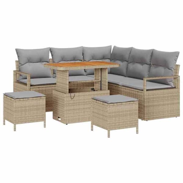 Maison Exclusive - 8 osan beige polyrottinkinen puutarhakalustesetti
