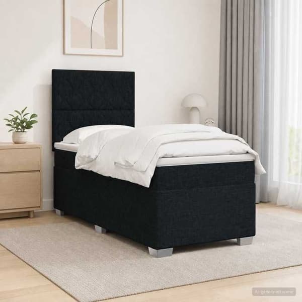 Maison Exclusive - Boxspring seng med madras Sort 100 x 200 cm Stof