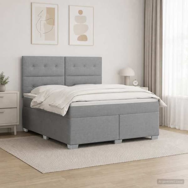 Maison Exclusive - Boxspring seng med madras Lys grå 180 x 200 cm Stof