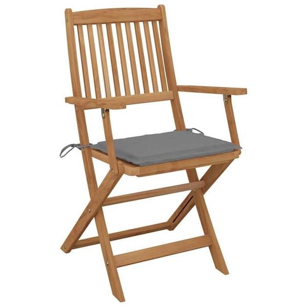 Maison Exclusive - Fällbara utomhusstolar och kuddar set om 8 Akaciaträ