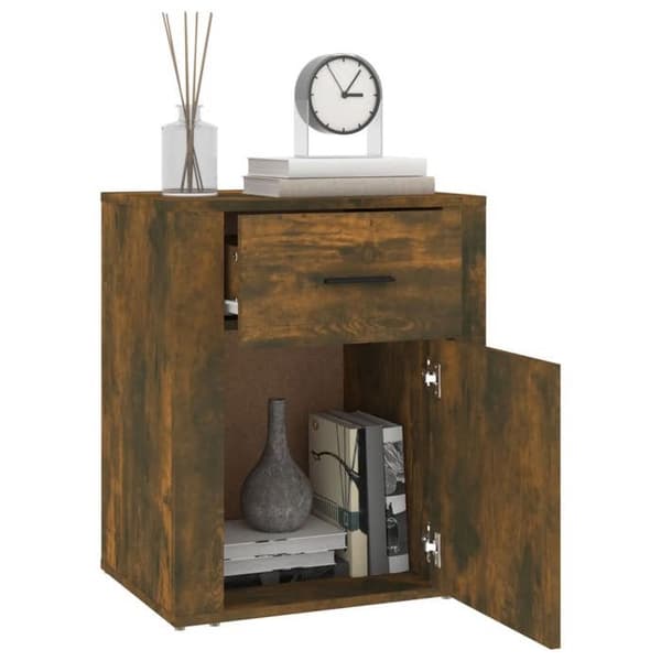 Maison Exclusive - Nattens bord Røget eg 50x36x60 cm Ingeniørtræ Rökt ek