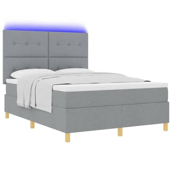 Maison Exclusive - LED-fjeder seng Lys grå 140 x 190 cm stof