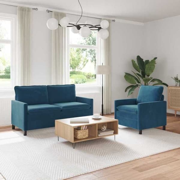 Maison Exclusive - 2 kpl Sohvaryhmä Sininen Sametti
