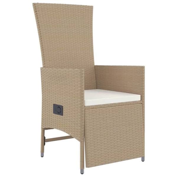 Maison Exclusive - Trädgårdsset med matbord och kuddar 9 delar beige Poly rotting