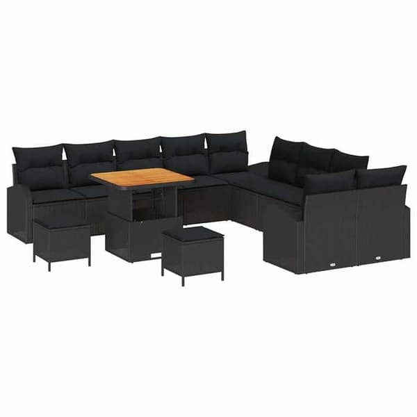 Maison Exclusive - 13 osan puutarhakalustesarja 12 hengelle Musta Svart