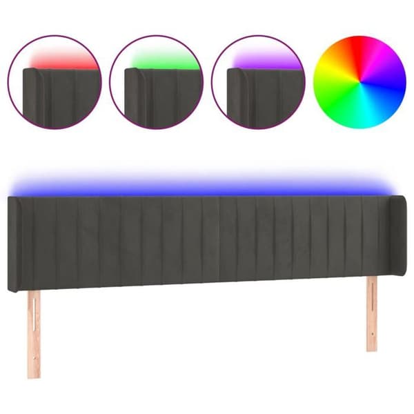 Maison Exclusive - LED-päätyharso Tummanharmaa 183x16x78/88 cm Sametti Mörkgrå
