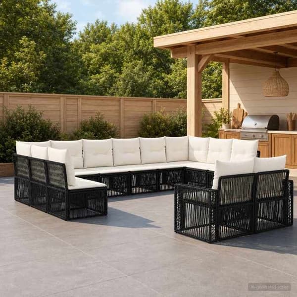Maison Exclusive - 12 stk. have-sofa sæt i sort og creme hvid
