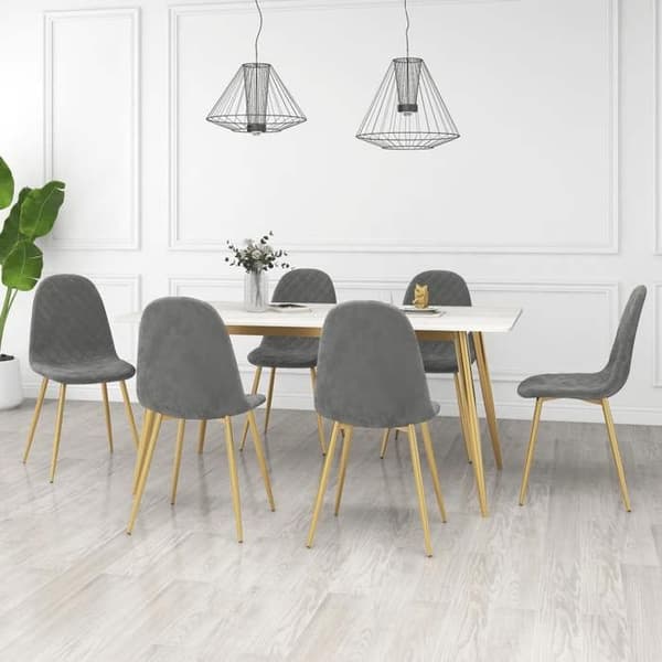 Maison Exclusive - Matstolar set om 6 ljusgrå sammet