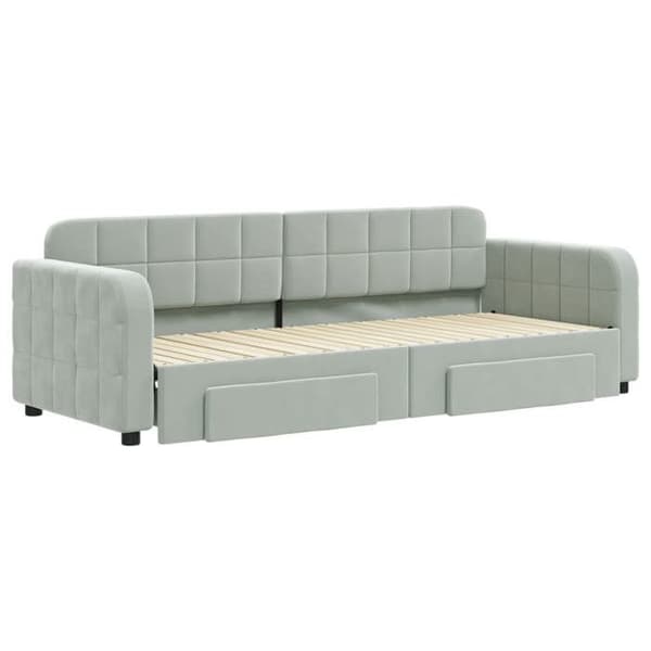 Päivävuode - EXCLUSIVE-KOTI - 80x200 cm - 2-in-1 vuodesohva (sohva+vuode) - 2 laatikkoa - Harmaa sametti