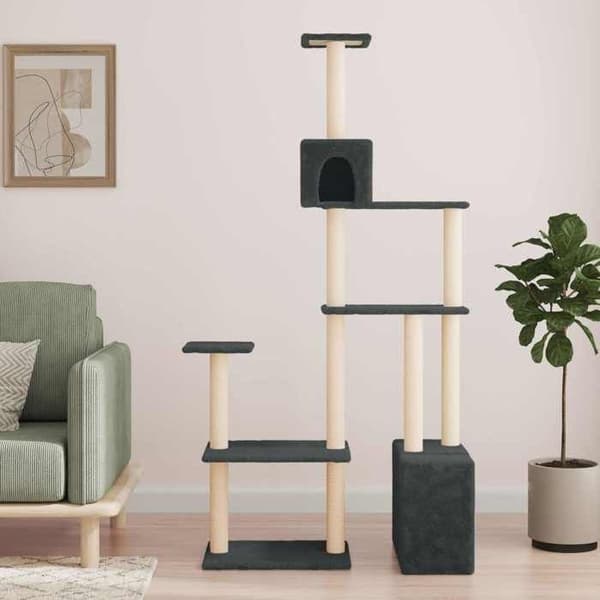 Maison Exclusive - Kattträd med sisal klöspinnar i mörkgrå