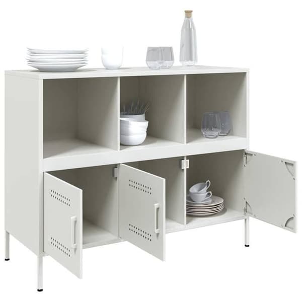 Maison Exclusive - Valkoinen buffet 100,5x39x79 cm teräs