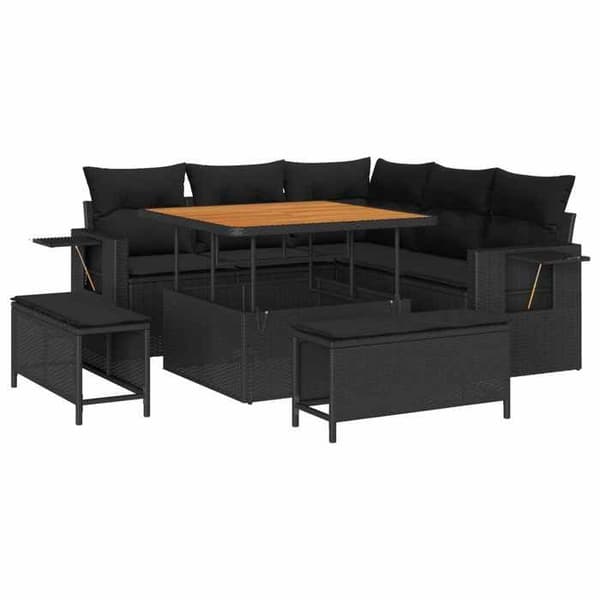 Maison Exclusive - 8 osan puutarhakalustesetti, musta polyrottinki