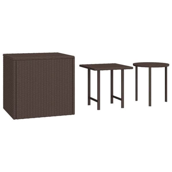 Maison Exclusive - 3 st sidobord i brunt flätad resin kastanj