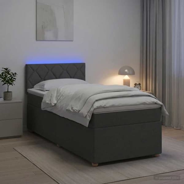 Ljus sängbotten - MAISON EXCLUSIVE - 100 x 200 cm - Mörkgrå - Tyg - LED USB Mörkgrå