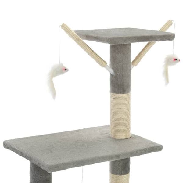 Kattträd - Exklusivt hus - 138 cm - Sisal klösträvar - Grå Grå