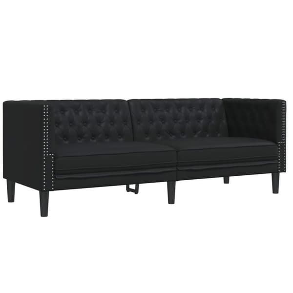 Maison Exclusive - Chesterfield sofa sæt 2 stk sort kunstlæder