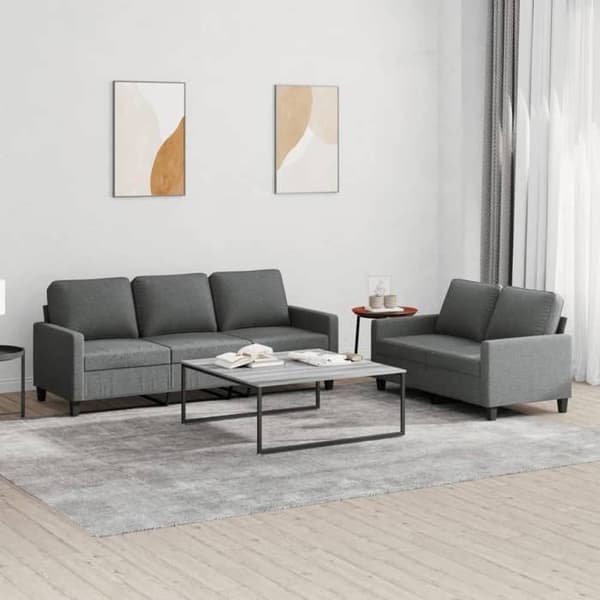 Maison Exclusive - Sæt af 2 sofaer med puder Mørkegrå Stof