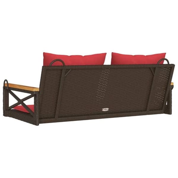 Maison Exclusive - Balanssoffa med bruna kuddar 109x62x40 cm flätad resin
