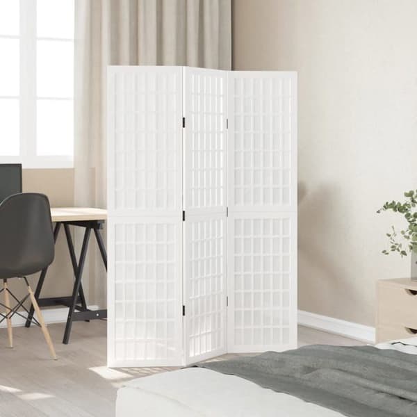 Maison Exclusive - Avskiljande vägg 3 paneler vit massiv paulowniaträ