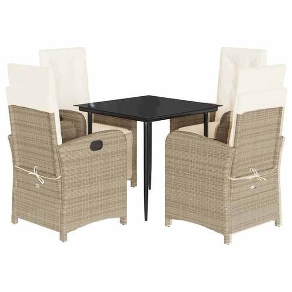 Maison Exclusive - Puutarhakalusteryhmä tyynyillä 5 kpl Beige polyrottinki
