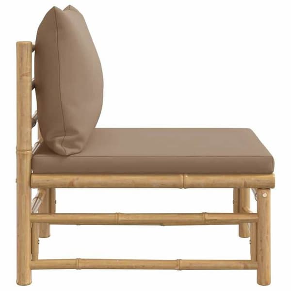 Maison Exclusive - Central trädgårdssoffa med taupe kuddar i bambu Mol
