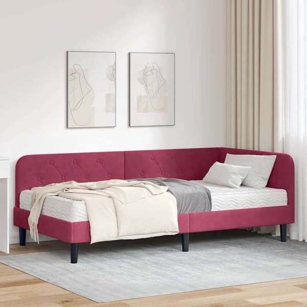 Maison Exclusive - Hörnsängram Bordeaux 90 x 200 cm Sammet