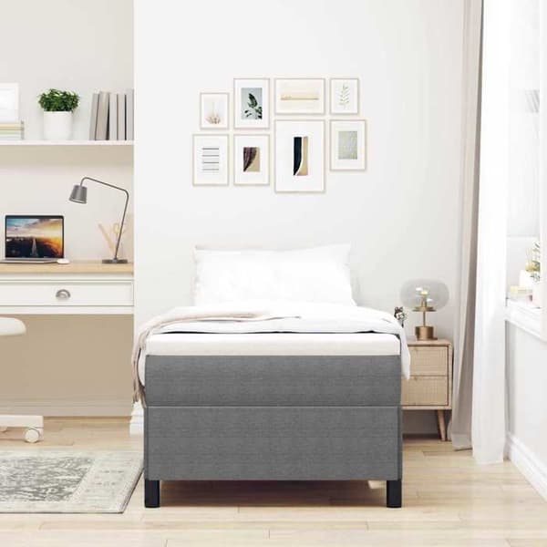 Lys Box Spring - MAISON EXCLUSIVE - 90 x 190 cm - Fløjl - Lys grå - Lamelframe Ljusgrått