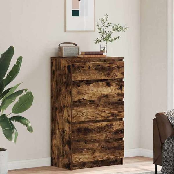 Maison Exclusive - Kommode Røget eg 60x36x103 cm Ingeniørtræ