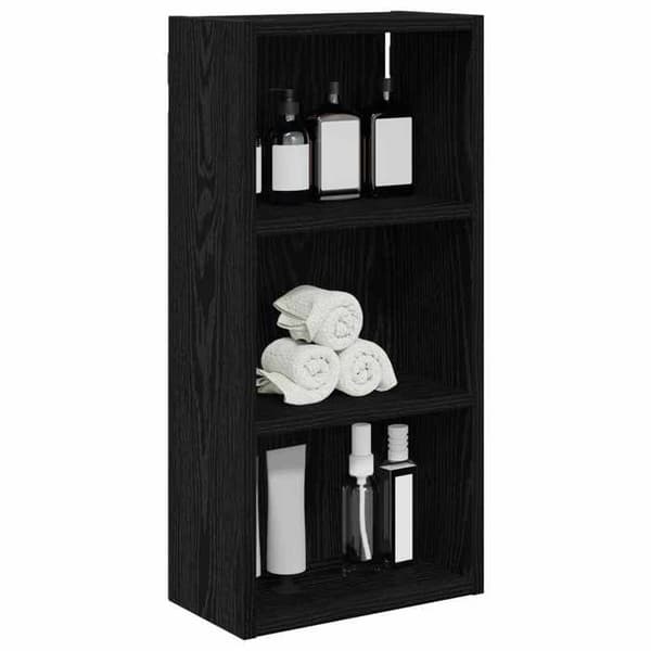 Maison Exclusive - Vægskab til badeværelse Eg Sort 30 x 16 x 62,5 cm