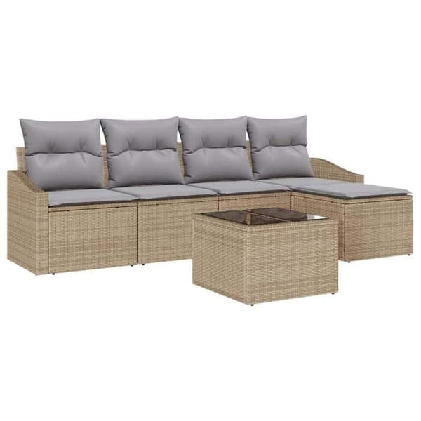 Maison Exclusive - 6-delars soffgrupp i beige och ljusgrå polyrotting