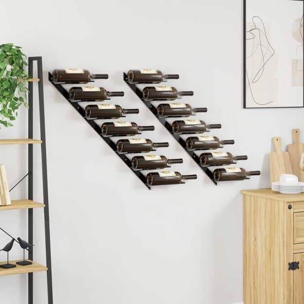 Maison Exclusive - Vægmonterede vinholdere til 14 flasker 2 stk Sort Metal Svart