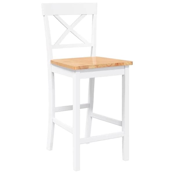 Barstole - EKSKLUSIV HUS - Sæt af 2 - Massivt gummitræ - Hvid - Ergonomisk design Vit