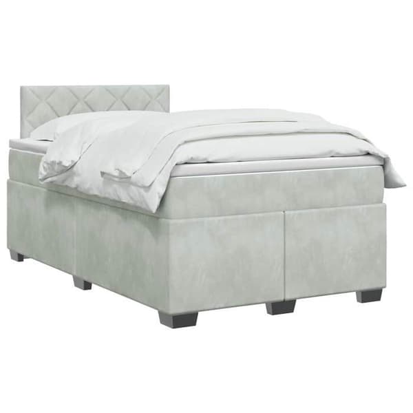 Maison Exclusive - Boxspring seng med madras Lys grå 120 x 200 cm Velour Ljusgrått
