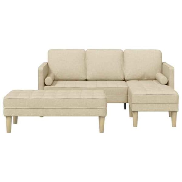 Soffgrupp - EXKLUSIV HEM - 2-delars set - Andningsbart polyester - Träram - Krämfärgad Grädde