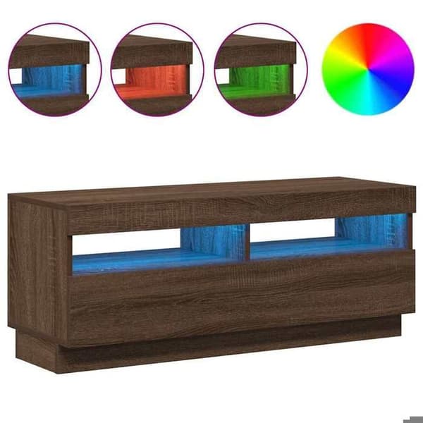 Maison Exclusive - TV-møbel med LED-lys, brunt egetræ 100x35x40 cm