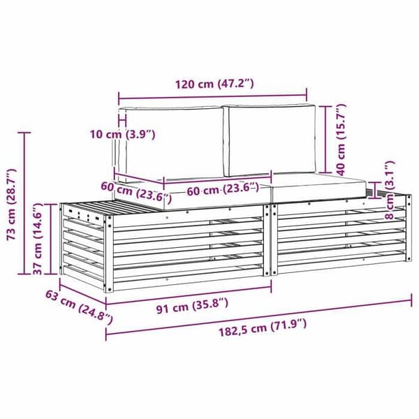 Maison Exclusive - 3-delade soffgrupper 182,5 x 63 x 73 cm